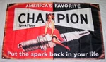 Champion Spark Plugs Flag Banner 3'X5' Sign Man Cave Garage Shop Wall Auto Parts. Fixed Price $16.94.