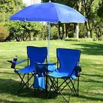 Foldable Picnic Beach Camping Double Chair+umbrella Table Cooler Fishing Up. Fixed Price $45.99.