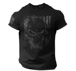 Men's Black Tactical Skull T-shirt Distressed American Flag Design, Patriotic. Fixed Price $15.90.