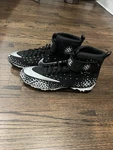 Nike Football Cleats Black High Top Strap White Accents Lace-up Athletic Shoes. Fixed Price $50.00.