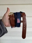 Leather Man Belt American Flag Cotton Classic Preppy Size 40. Fixed Price $24.99.
