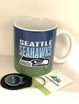 Seattle Seahawks Ceramic Mug & Leather Keychain Gift Set Evergreen Nfl Football. Fixed Price $34.99.