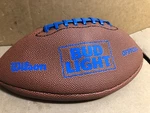 Wilson Bud Light Logo National Football Official Blue Words Brown 9". Fixed Price $29.99.