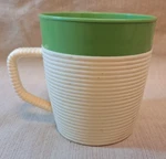 Vintage Raffiaware Thermo-temp Mug Green Top 3.75" Ribbed Mcm Plastic. Fixed Price $5.39.
