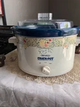 Vintage Rival Cobalt Blue Stoneware Crockpot Cottagecore Slow Cooker Grandma. Fixed Price $59.99.
