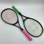Spalding Invader (2) Tennis Raquets Neon Hot Pink & Lime Green Size 1/4 Good. Fixed Price $59.89.