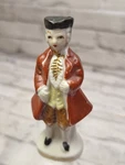 Vintage Antique Colonial Man Porcelain Figurine Statue 3" Tall Red Gold. Fixed Price $7.99.
