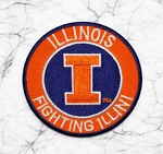 Illinois Fighting Illini Ncaa Embroidered Iron Patch 3" Round Free Shipping. Fixed Price $5.49.