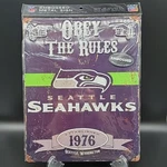 Seattle Seahawks Sign Obey The Rules Metal Embossed Retro Pub Man Cave Bedroom. Fixed Price $22.95.