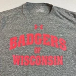 "badgers Of Wisconsin" Football Under Armour Men's T-shirt Gray Size Large. Fixed Price $6.90.