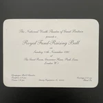 National Youth Theatre Great Britain Royal Fund Raising Ball Invitation Ticket. Fixed Price $44.99.