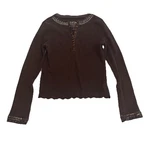Children Place Girls 7/8 Brown Long Sleeve Ribbed Shirt With Sequence. Fixed Price $6.99.