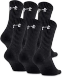 6 Pair Under Armour Men Crew Socks Black Large 8-12 Cotton Friday Special. Fixed Price $15.00.
