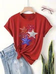 Women Patriotic T-shirt Stars American Fireworks Design Casual Tops Pullover. Fixed Price $13.99.
