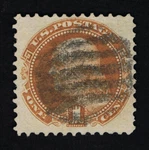 Affordable Genuine Scott #112 F-vf Used 1869 Buff Franklin Clear G-grill #11346. Fixed Price $61.60.