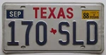 Texas 1988 License Plate High Quality # 170-SLD. Fixed Price $33.33.