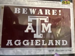 Bsi Texas A&m Aggies Beware! Aggieland 3 5 Ft. Flag With Grommets New In Pkg. Fixed Price $11.00.