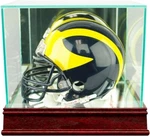 Mini Helmet Display Case Football Cherry Wood Glass Nfl Ncaa Cabinet Sport Frame. Fixed Price $113.04.