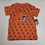 Nfl Cleveland Browns All Over Logo Orange T-shirt Tee / Youth Large (14-16). Fixed Price $12.47.