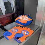 The Grab Orange/blue Foam Football W/ Grip Pads Gloves Pair Set. Fixed Price $20.00.