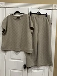 Be Textured 2PC Lounge Set Taupe Floral Wide Leg 3XL - Nwt. Fixed Price $68.00.