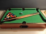 Used Mainstreet Classics 20-INCH Table Top Miniature Billiard/pool Game Set. Fixed Price $19.00.