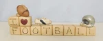 Love - New Resin Block With Football, Etc. Blossom Bucket #27375. Fixed Price $11.95.