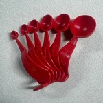 Tupperware Red Measuring Spoons Set Of 6 With D-ring 1/8 Tsp Tbsp. Fixed Price $14.90.