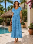 Vtg 90S Ken Done Down Under Blue Maxi Dress Sz Fish Beach Art To Wear AB31. Fixed Price $42.75.
