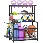 Sports Equipment Garage Organizer, Ball Storage Rack With Basket, Heavy Duty. Fixed Price $99.23.