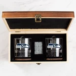 Seattle Seahawks - Full Color Logo Whiskey Tumbler Gift Set In Rustic Woodbox. Fixed Price $69.99.