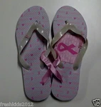 "pink Ribbon" Breast Cancer Awareness Ladies Flip Flops (mini Print) Nwt (xl 11). Fixed Price $6.00.