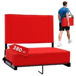 Stadium Seat With Red Support, Padded 18.4" Bleacher Chair, Portable. Fixed Price $28.00.