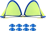 Poray Soccer Goal Kid Easy-up Set Of Two Portable Net 210D Oxford Wit. Fixed Price $46.50.