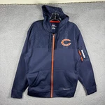Majestic Chicago Bears Nfl Therma Base Full Zip Hoodie Mens Medium Navy Blue. Fixed Price $39.95.