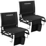 2 Pack Folding Stadium Seats W/ Back Support Portable Bleacher Chairs Cup Holder. Fixed Price $46.96.