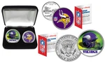 Minnesota Vikings Officially Licensed Nfl 2-COIN Us Set W/ Deluxe Display Box. Fixed Price $19.95.