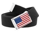 Build Belt Kid's American Flag 1.25" Wide Flip Top Buckle With Canvas Web. Fixed Price $12.99.