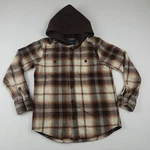 Place Boys Plaid Flannel Button Up Shirt Hoodie Size M 7/8 Brown. Fixed Price $17.84.