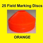 25 Orange Field Marker Discs Cones Soccer Basketball Football. Fixed Price $14.95.