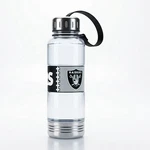 Raiders Nfl Team Logo Water Bottle With Strap, Clear Black Silver. Fixed Price $14.00.