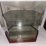Steiner Hexagonal Glass Display Case With Wooden Base Football Etc. Fixed Price $50.00.