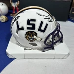 Dual Auto Jamarcus Russell And Dwayne Bowe Lsu Riddell, Mini Helmet. Fixed Price $60.00.