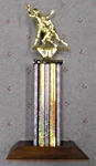 Action Football Passing Trophy Gold/silver Column Wide Solid Wood Base Award. Fixed Price $7.89.