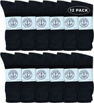 12 Pair Mens King Premium Cotton Crew Socks Black SIZE13-16. Fixed Price $22.08.