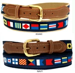 Nautical Code Flag Belt On Navy Or Khaki Webbing,tan Leather Tips, Made Us. Fixed Price $26.99.