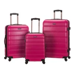 3 Pcs Rockland Melbourne Expandable Abs Dual Wheel Spinner Luggage Set, Magenta. Fixed Price $111.56.
