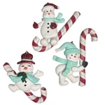 Set 3 Kurt Adler Snowman Candy Cane Ornament Clay Dough Christmas Shop 4". Fixed Price $6.48.