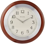 Wall Clock With Solid Wood Case Brushed Aluminum Bezel Walnut Finish Bulova New. Fixed Price $78.14.
