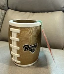 Vintage St Louis Rams Nfl Beer Koozie Football Shape Pigskin With Laces Gold. Fixed Price $6.56.